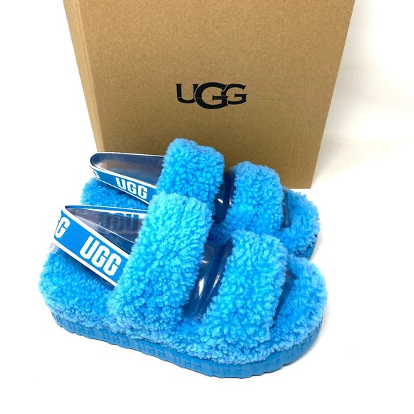 UGG OH Fluffita Women's Slippers Platform Blue Logo Size 1120876SPL - Picture 7 of 10